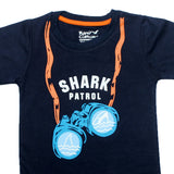 SHARK PATROL NAVY BLUE PRINTED T-SHIRT