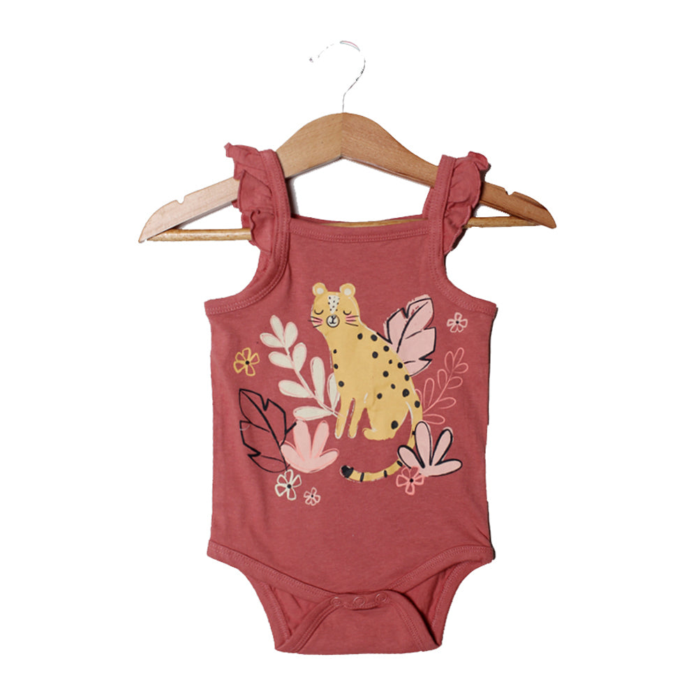 THULIAN PINK FRIL WITH CHEETAH PRINTED ROMPER FOR GIRLS