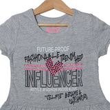 NEW LIGHT GREY INFLUENCER PRINTED T-SHIRT TOP FOR GIRLS