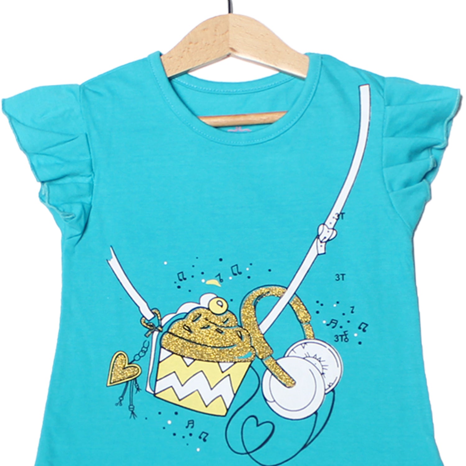 NEW TEAL BLUE MUFFIN PRINTED T-SHIRT TOP FOR GIRLS