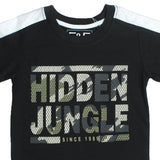 BLACK HIDDEN JUNGLE  PRINTED HALF SLEEVES T-SHIRT - Expo City