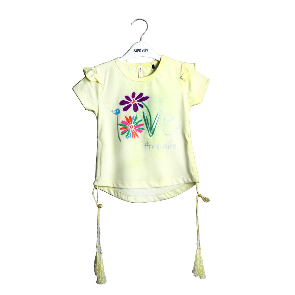 LIGHT YELLOW PRINTED T-SHIRT