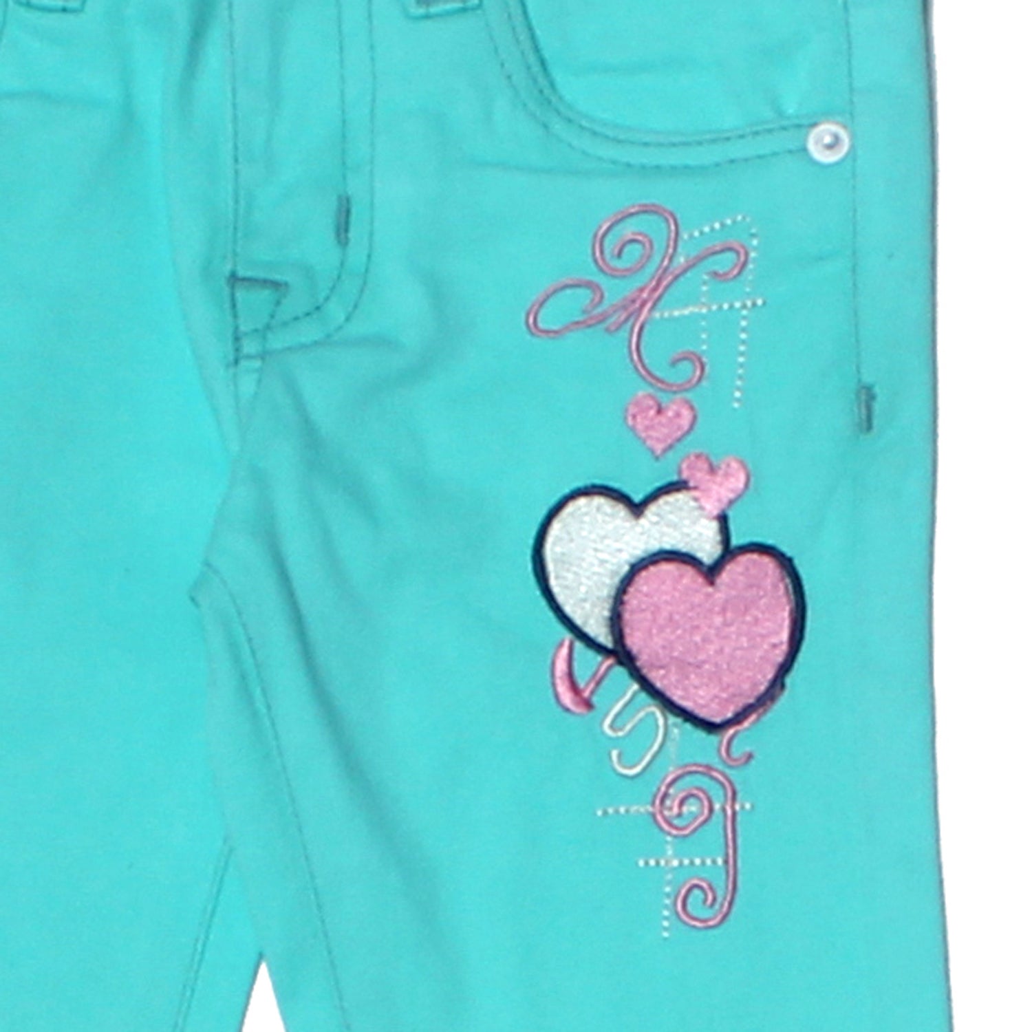 NEW SKY BLUE HEART EMBROIDED PANTS FOR GIRLS