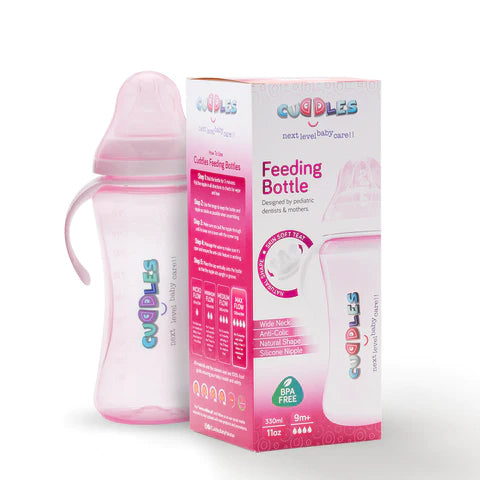 Cuddles 330 ml/11oz | Baby Feeding Bottle Pink Color