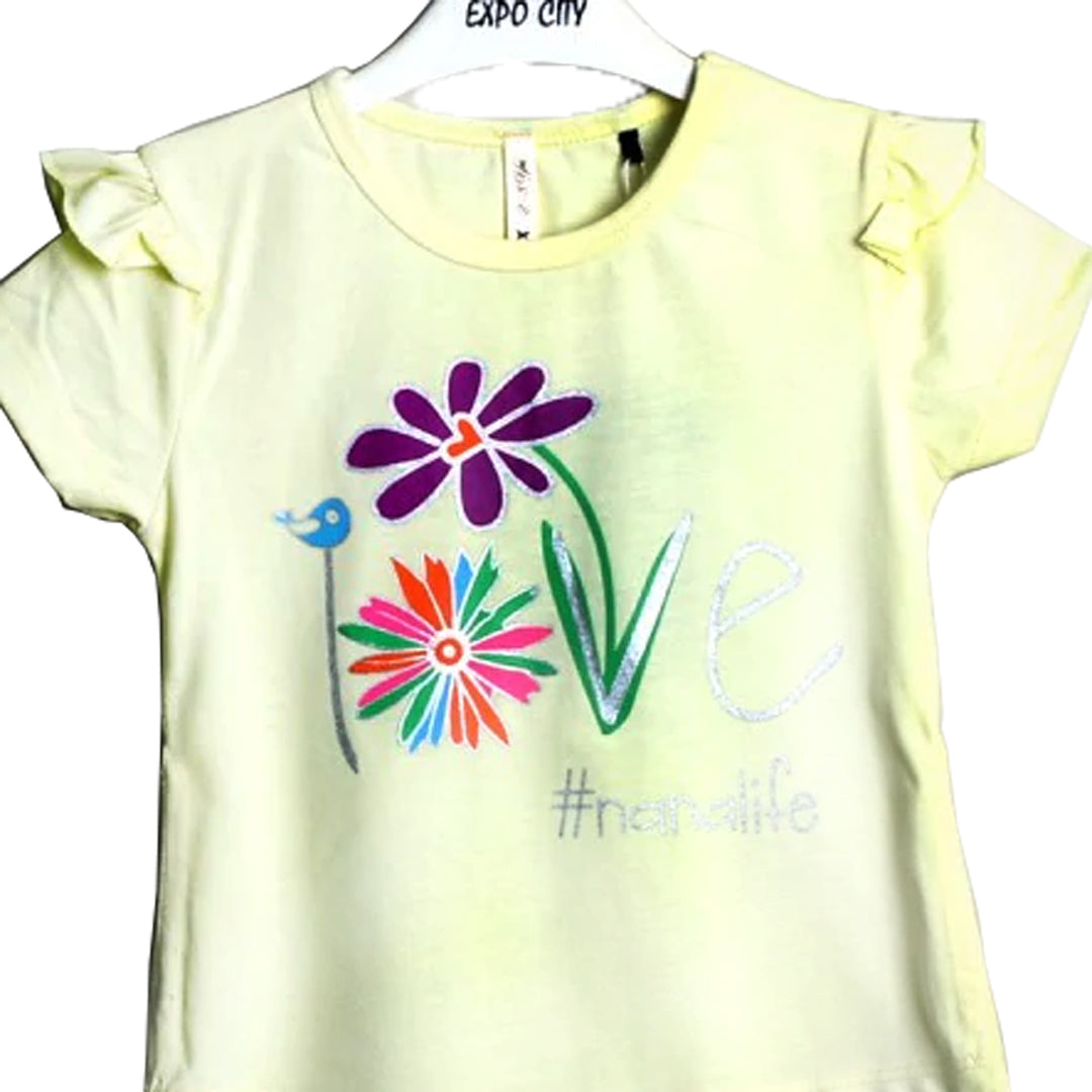 LIGHT YELLOW PRINTED T-SHIRT