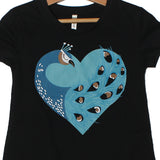 NEW BLACK PEACOCK PRINTED T-SHIRT TOP FOR GIRLS