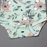 SEA GREEN ANIMAL WITH LEAVES PRINTED ROMPER FOR BOYS