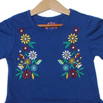 Load image into Gallery viewer, NEW ROYAL BLUE FLOWER EMBROIDED PRINTED T-SHIRT TOP FOR GIRLS
