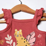THULIAN PINK FRIL WITH CHEETAH PRINTED ROMPER FOR GIRLS