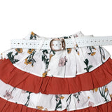 NEW BROWN & WHITE WITH FLOWERS PRINTED SKIRT FOR GIRLS