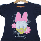 NEW NAVY BLUE DAISY DUCK PRINTED T-SHIRT TOP FOR GIRLS