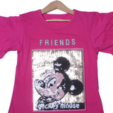 NEW PINK FRIENDS MICKEY MOUSE PATCH T-SHIRT TOP FOR GIRLS