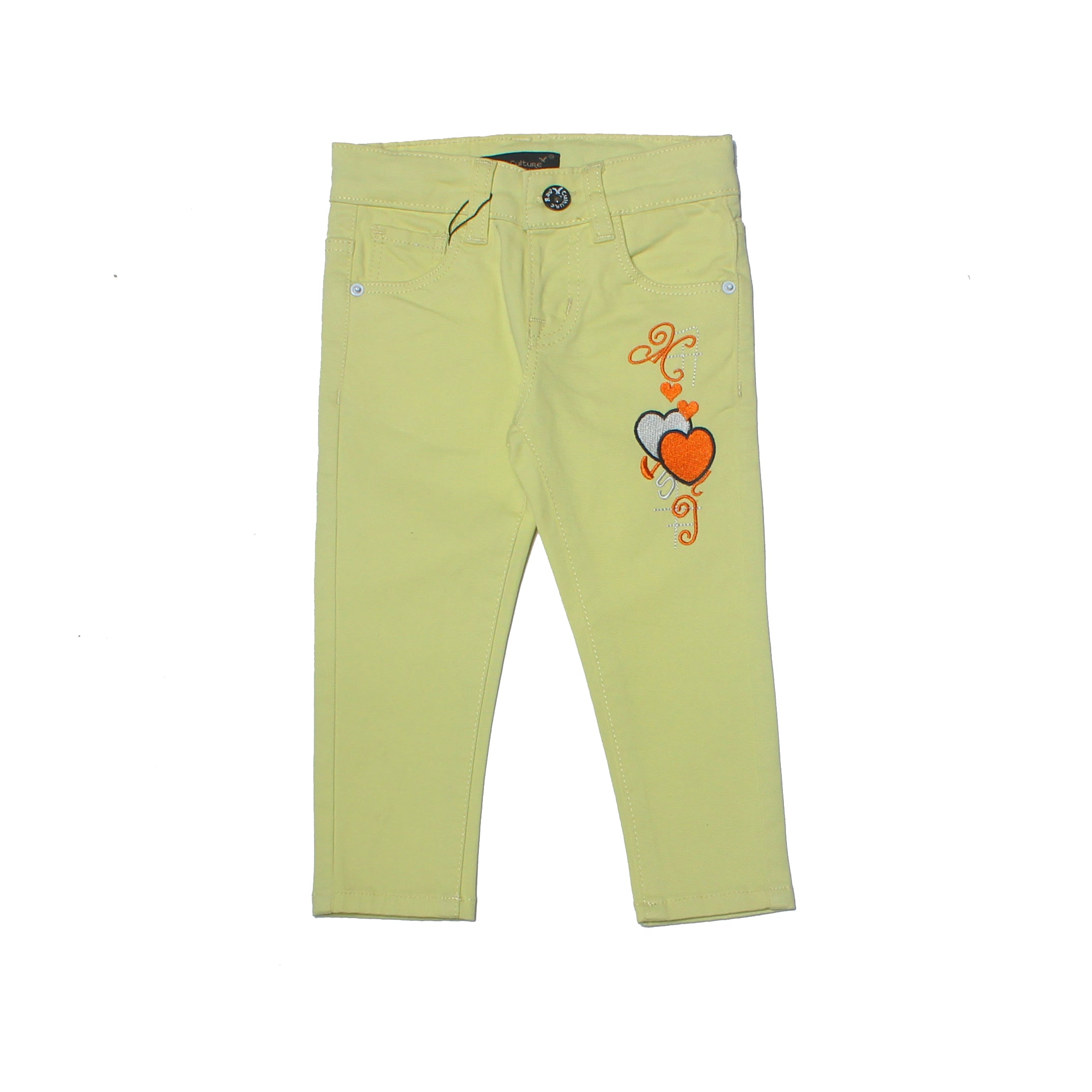 NEW LIME HEART EMBROIDED PANTS FOR GIRLS