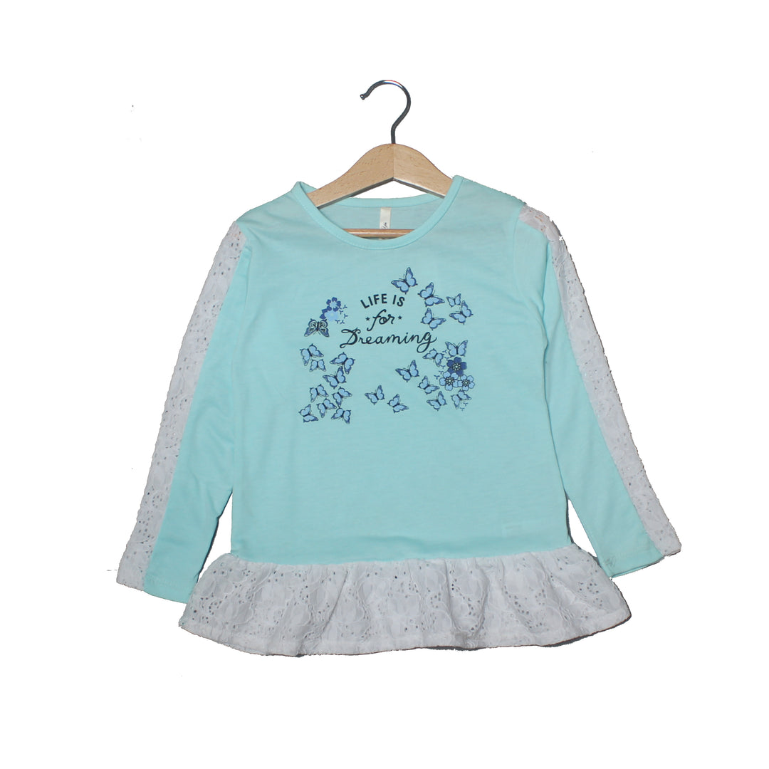 Sky Blue Life is for Dreaming  Printed  Full Sleeves T-shirts