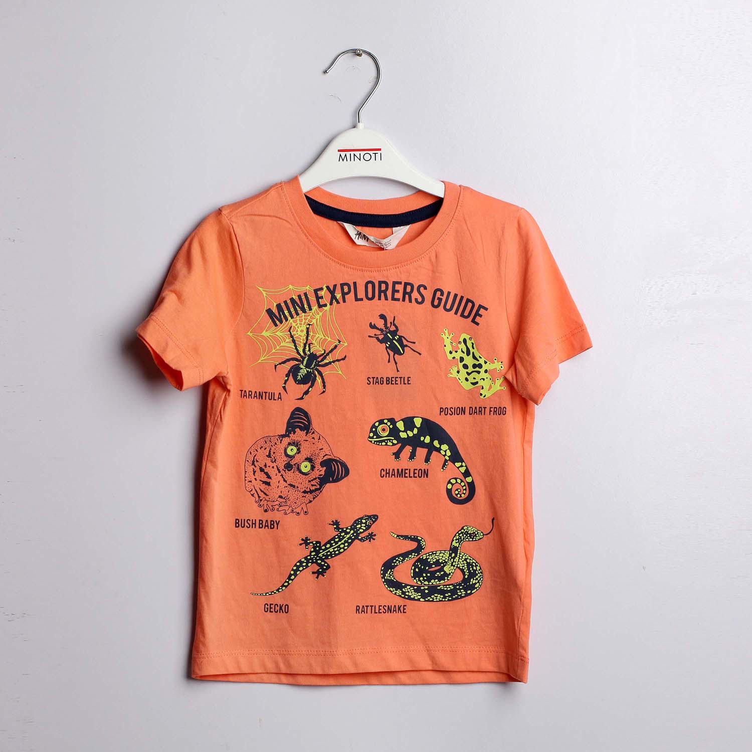 ORANGE ANIMALS PRINTED T-SHIRT FOR BOYS Secondary image