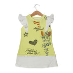 NEW YELLOW WITH WHITE SLEEVES FOLLOW ME PRINTED T-SHIRT TOP FOR GIRLS