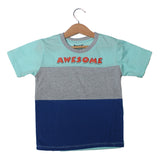 NEW SKY BLUE & GREY AWESOME PRINTED T-SHIRT