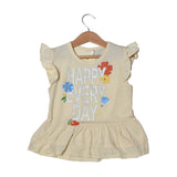 NEW LIME YELLOW HAPPY EVERY DAY PRINTED T-SHIRT TOP FOR GIRLS