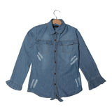 NEW LIGHT BLUE DENIM DAMAGE T-SHIRT FOR GIRLS
