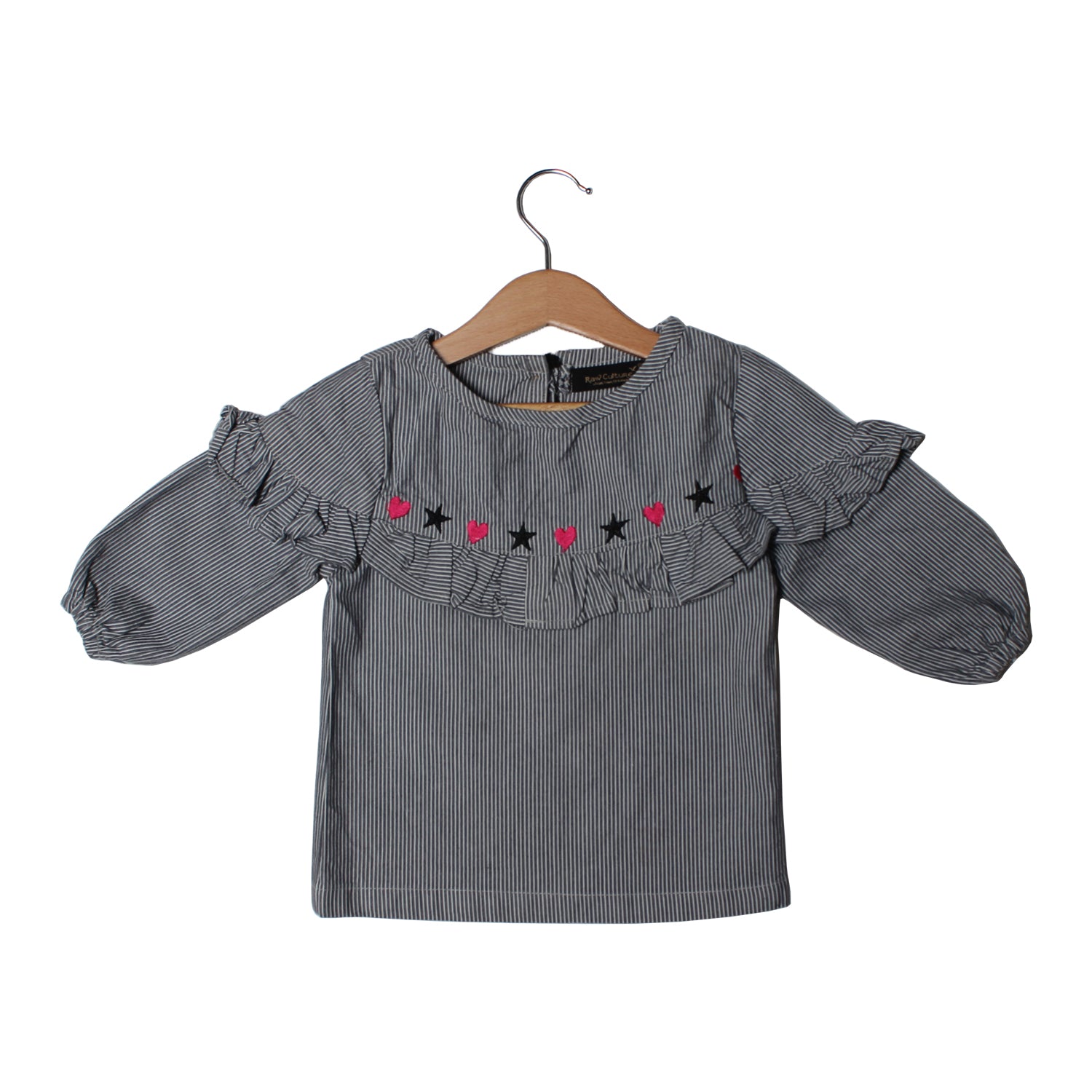 NEW GREY WITH STRIPES HEART & STARS PRINTED TOP FOR GIRLS