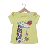 NEW YELLOW HI SUMMER GIRAFFE PRINTED HALF SLEEVES T-SHIRT