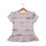 Load image into Gallery viewer, NEW LIGHT PINK CITY LIGHTS PRINTED T-SHIRT TOP
