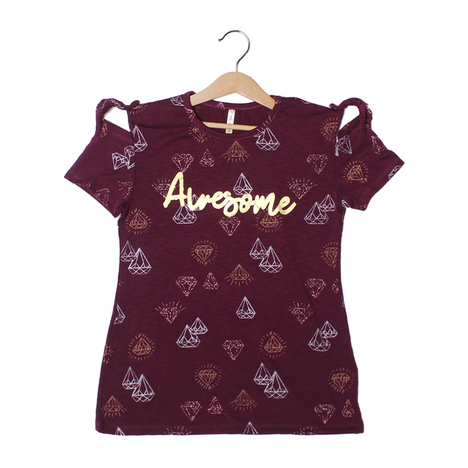 NEW MAROON WITH DIAMOND AWESOME PRINTED T-SHIRT - Expo City