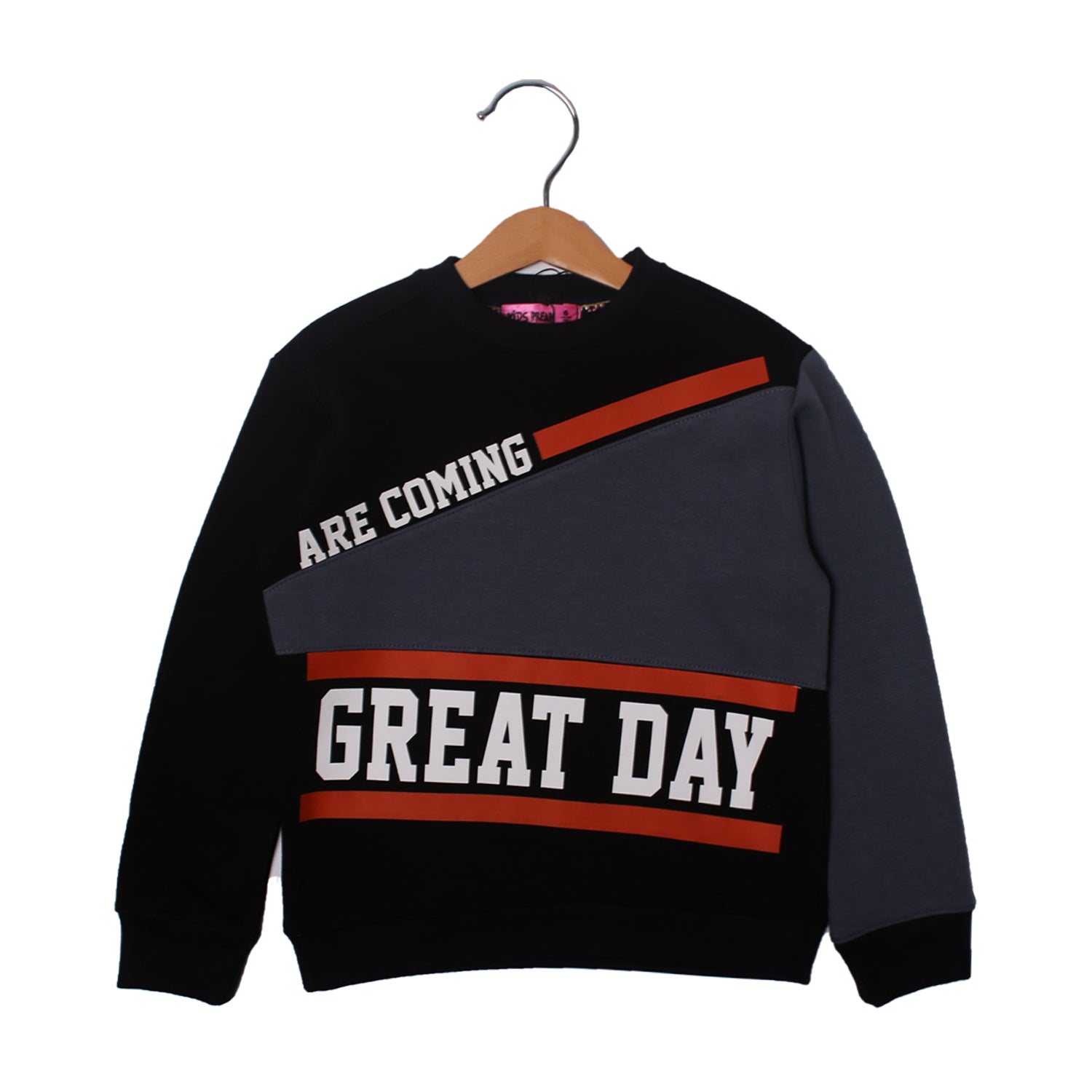 NEW GREY & BLACK GREAT DAY PRINTED SWEATSHIRT Secondary image