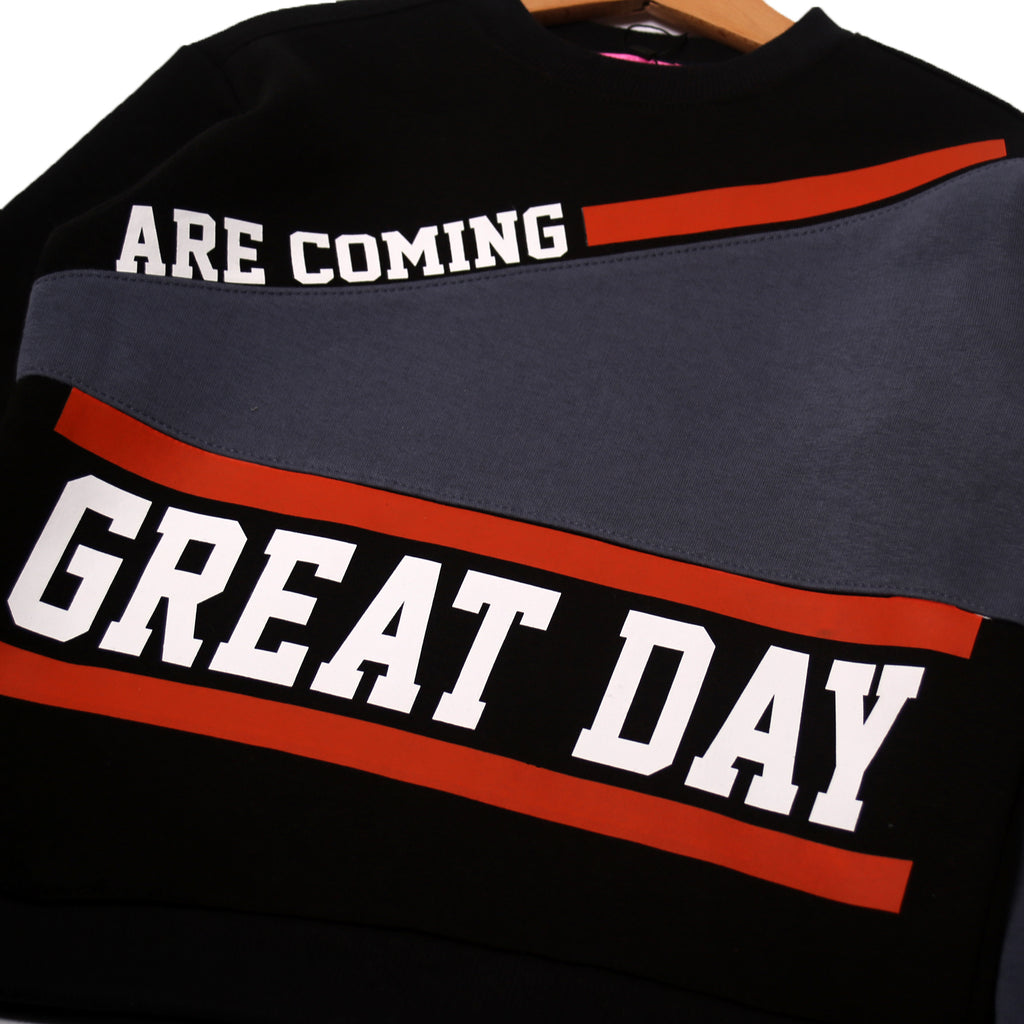 NEW GREY & BLACK GREAT DAY PRINTED SWEATSHIRT