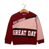 NEW MAROON AND PEACH GREAT DAY PRINTED SWEATSHIRT