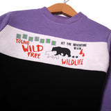 NEW PURPLE BLACK YOUNG WILD FREE PRINTED SWEATSHIRT