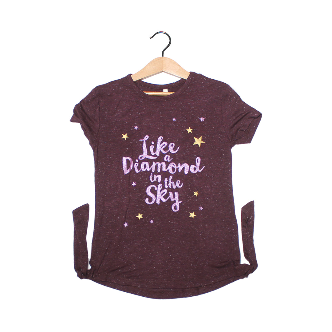 Maroon Like A Diamond In The Sky  Printed Top - Expo City