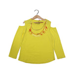 Load image into Gallery viewer, NEW YELLOW COLD SHOULDER T-SHIRT TOP FOR GIRLS
