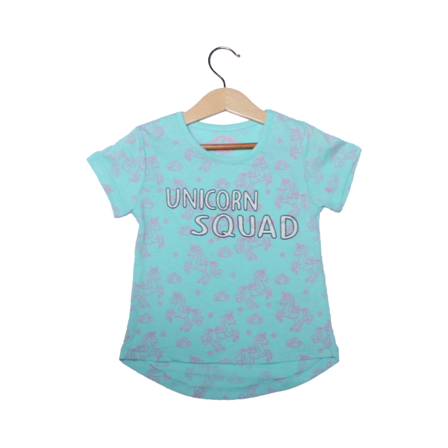 NEW SKY BLUE UNICORN SQUAD PRINTED T-SHIRT TOP FOR GIRLS