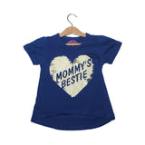 NEW ROYAL BLUE MOMMY'S BESTIE HEART PRINTED T-SHIRT TOP FOR GIRLS