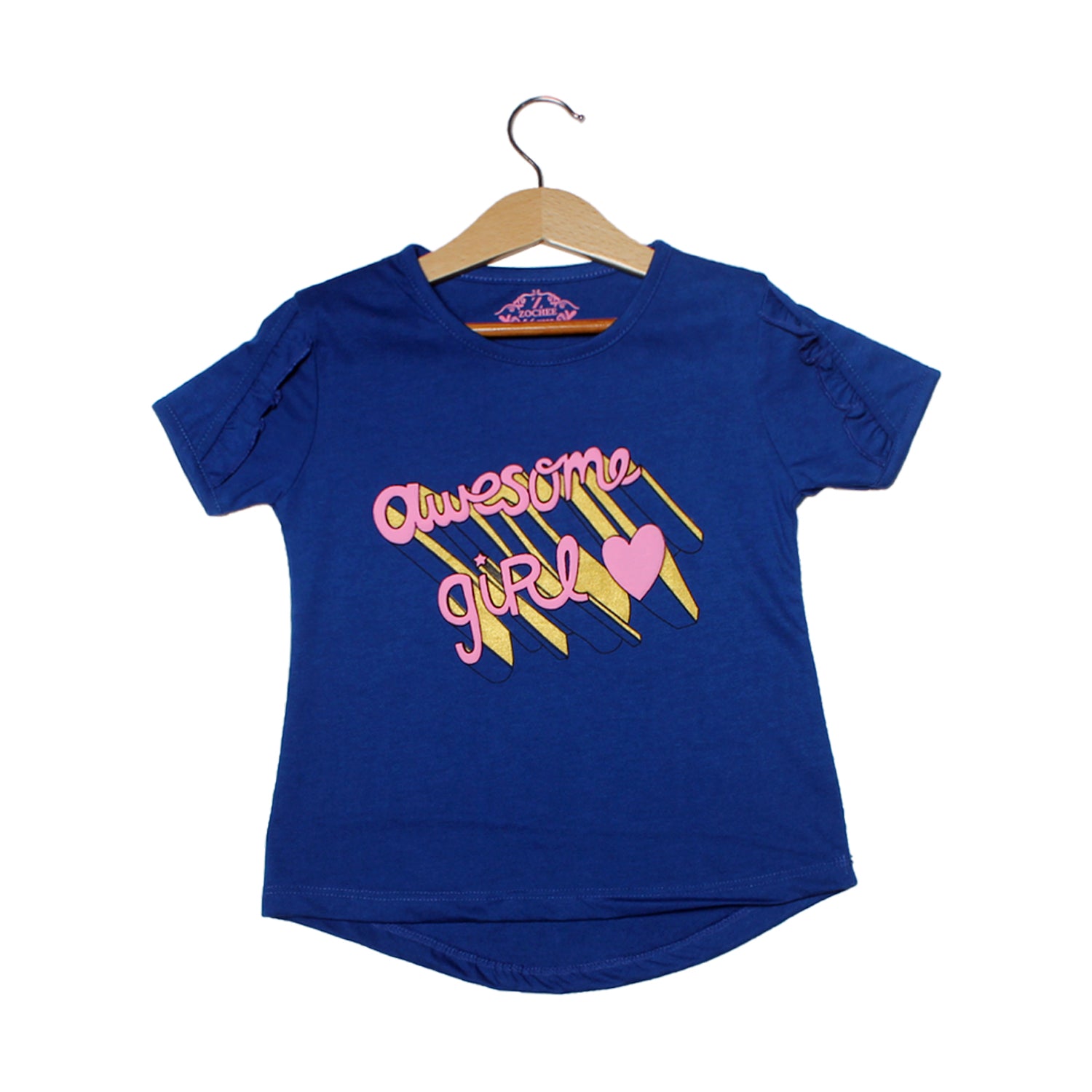 NEW ROYAL BLUE AWESOME GIRL PRINTED T-SHIRT TOP FOR GIRLS Main image