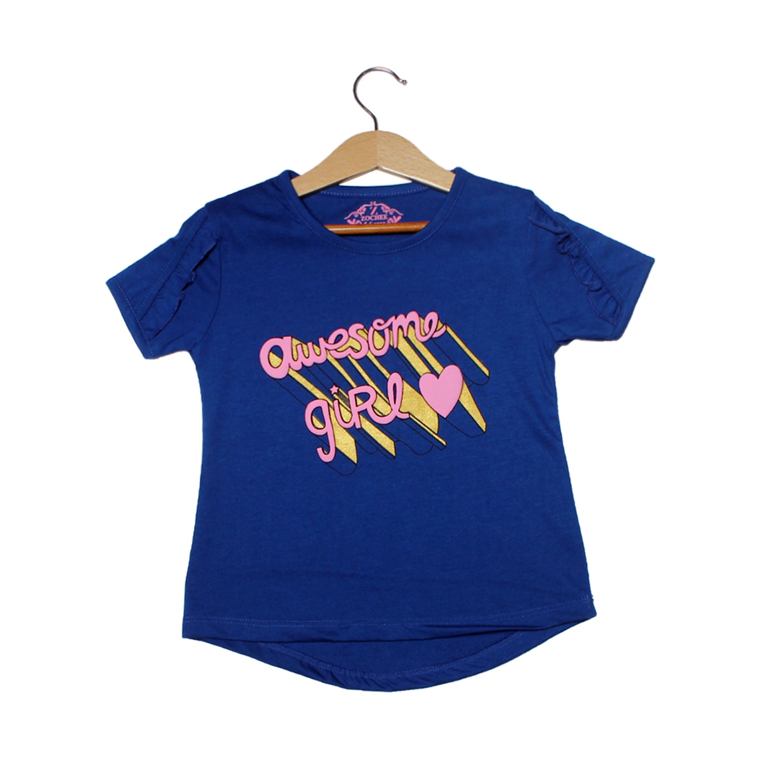 NEW ROYAL BLUE AWESOME GIRL PRINTED T-SHIRT TOP FOR GIRLS