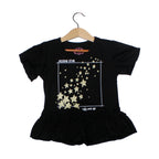 NEW BLACK RISING STAR PRINTED T-SHIRT TOP FOR GIRLS