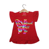 NEW RED BUTTERFLY PRINTED T-SHIRT TOP FOR GIRLS