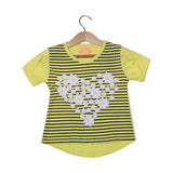 YELLOW HEARTS FLOWER PRINTED T-SHIRT TOP FOR GIRLS
