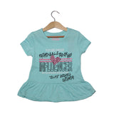NEW LIGHT BLUE INFLUENCER PRINTED T-SHIRT TOP FOR GIRLS