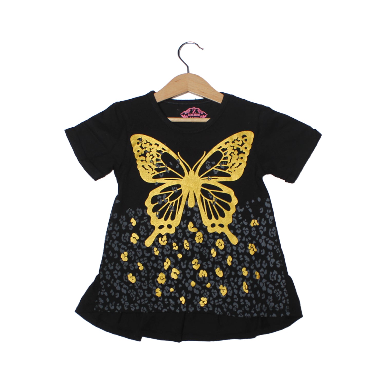 NEW BLACK BUTTERFLY PRINTED T-SHIRT TOP FOR GIRLS