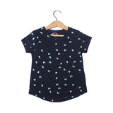 NEW NAVY BLUE LITTLE HEARTS PRINTED T-SHIRT TOP FOR GIRLS