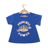 NEW ROYAL BLUE PRINCESS POWER PRINTED T-SHIRT TOP FOR GIRLS