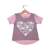NEW PINK FLOWERS HEART PRINTED T-SHIRT TOP FOR GIRLS