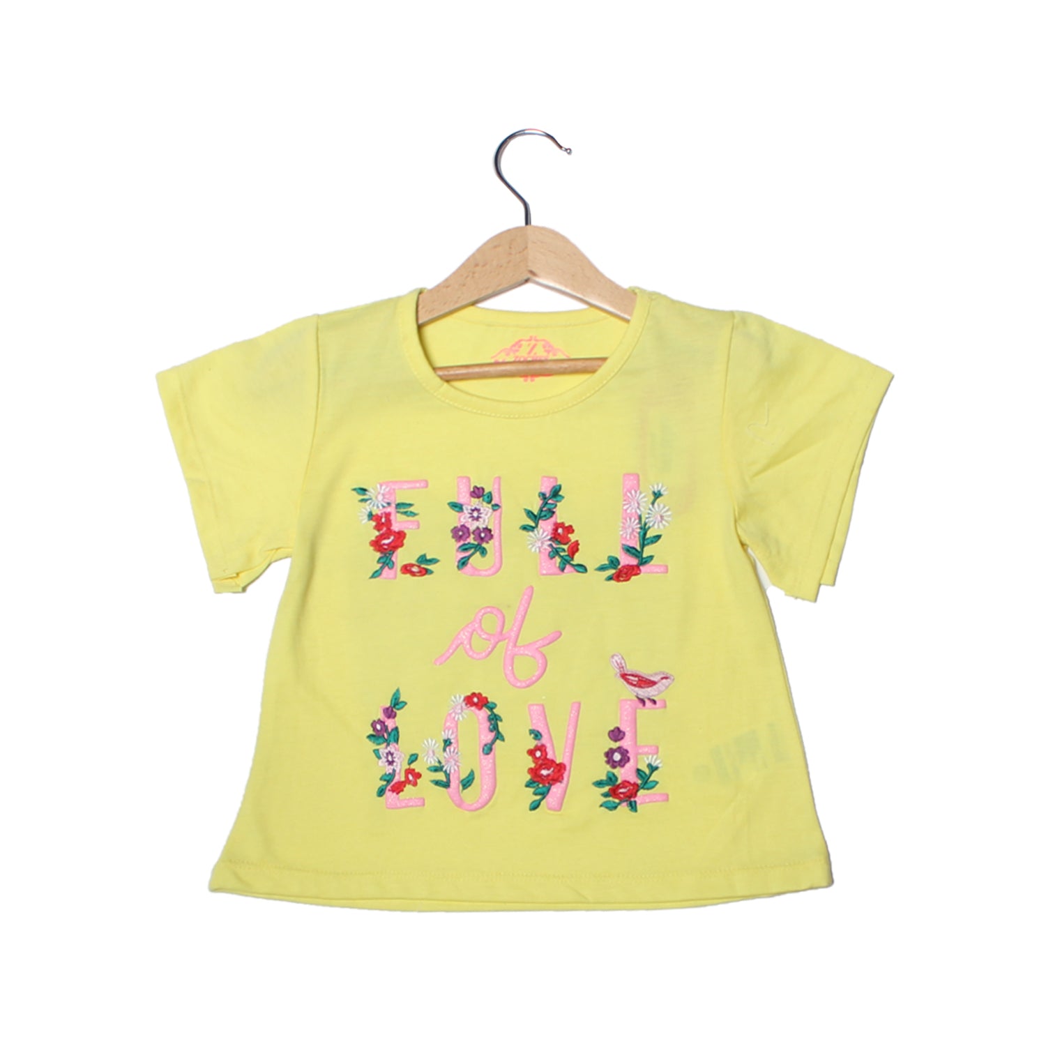 NEW YELLOW FULL OF LOVE PRINTED T-SHIRT TOP FOR GIRLS
