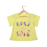 NEW YELLOW FULL OF LOVE PRINTED T-SHIRT TOP FOR GIRLS