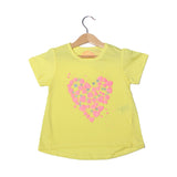 NEW YELLOW HEART PRINTED T-SHIRT TOP FOR GIRLS