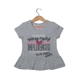 NEW LIGHT GREY INFLUENCER PRINTED T-SHIRT TOP FOR GIRLS