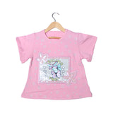 NEW PINK BUTTERFLY PATCH PRINTED T-SHIRT TOP FOR GIRLS